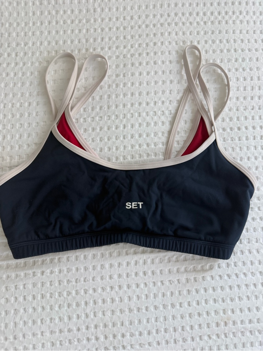 SET Active Navy Bralette with Red Contrast Trim